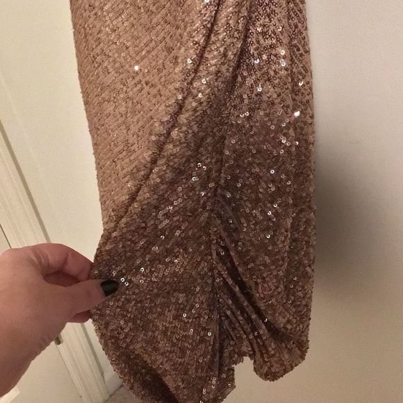 NWT PARKER BLACK Bronzed Rose Sequins Dress - Picture 4 of 12